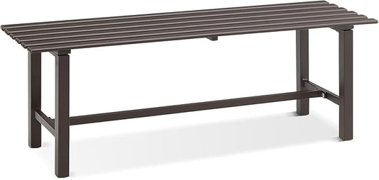 Outdoor Garden Bench, 2-Person Metal Patio Bench Weatherproof Outdoor Backless Bench, Anti-Corrosion and Anti-Rust Garden Benches for Garden Lawn Porch Park Backyard