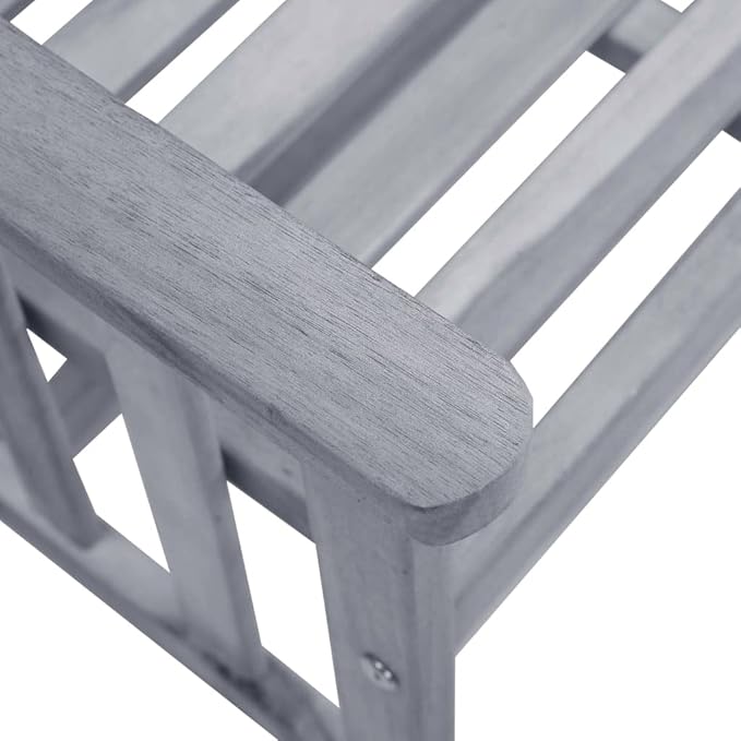 vidaXL Solid Acacia Wood Garden Patio Chairs with Tea Table and Beige Cushions - 62.6" L x 24" W x 36.2" H - Gray Finish - Photo 4