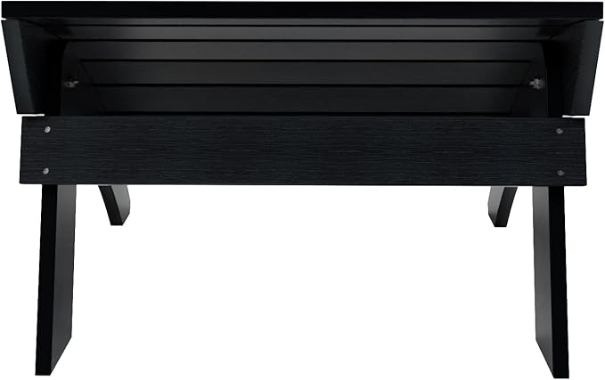 WestinTrends Tuscany Adirondack Ottoman, Real Wood Like Outdoor Ottoman for Patio, All Weather Poly Lumber Folding Ottoman Footrest for Adirondack Chair, Black