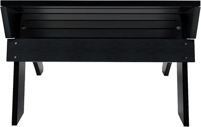 WestinTrends Tuscany Adirondack Ottoman, Real Wood Like Outdoor Ottoman for Patio, All Weather Poly Lumber Folding Ottoman Footrest for Adirondack Chair, Black