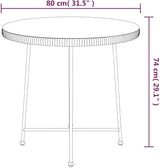 31.5" Round Black Glass Dining Table Tempered Glass Top Steel Legs Modern Patio Garden Indoor Outdoor 4-Seater Bistro - Photo 2