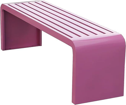 Outdoor Bench Without Backrest, Pure Wrought Iron Metal Garden Bench with Pre-drilled Fixing Holes for Patios, Porches, Balconies and Parks(Pink,120cm/47in)