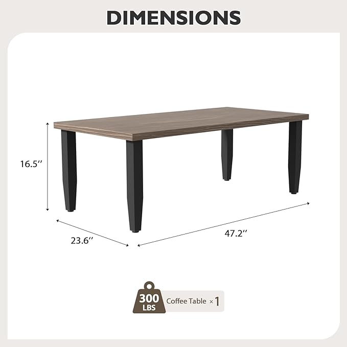 EAGLE PEAK Modern Outdoor Table, Patio Coffee Table with Wood Grain Top for Deck, Porch, Balcony, Garden - Photo 2