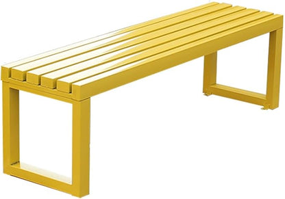 2 Person Outdoor Bench Weatherproof,Metal Garden Benches,Front Porch Bench seat,880 Lbs Weight,Heavy-Duty Furniture Seating for Park,Entryway,Patio Black,Yellow,Orange(Yellow,47.2 Inch)