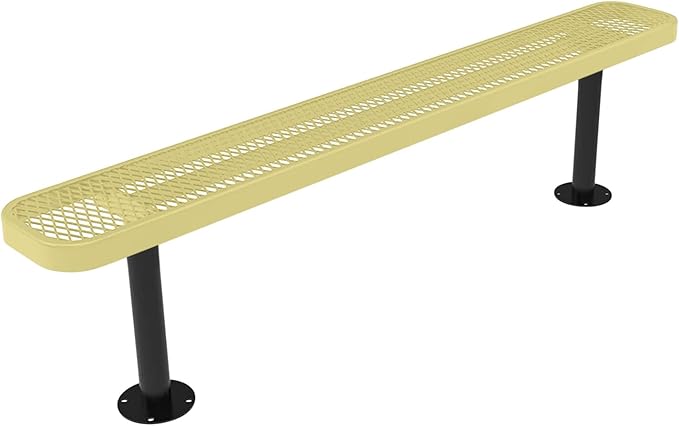 COATEDOUTDOORFURNITURE Heavy-Duty Outdoor Bench Thermoplastic Coated, Expanded Metal, Commercial-Grade Seating, Made in America (Surface Without Back, 6 Ft, Textured Sandstone)