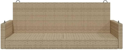 Beige PE Rattan Swing Bench with Powder-Coated Steel Frame, 2-Seater Outdoor Patio Furniture for Garden and Balcony, UV-Resistant Modern Design for Relaxation