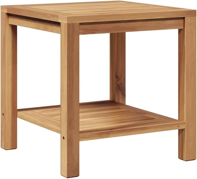 Brown Teak Wood Outdoor Coffee Table 17.7 x 17.7 in Modern Small Patio Table with Hidden Storage for Garden Balcony - Photo 7