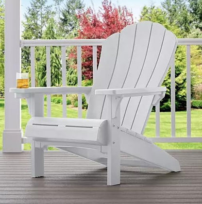 Generic Outdoor Everest Adirondack Chair with Integrated Cupholder (White)