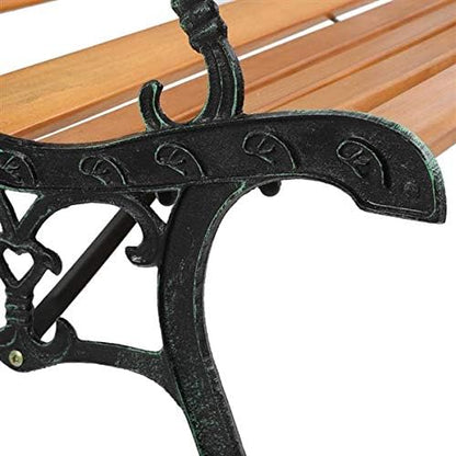 Garden Bench Outdoor Bench for Patio Metal Bench Park Bench with Armrests Sturdy Steel Frame Furniture Metal Bench for Yard Porch Clearance Work Entryway (Brown-49 inches)