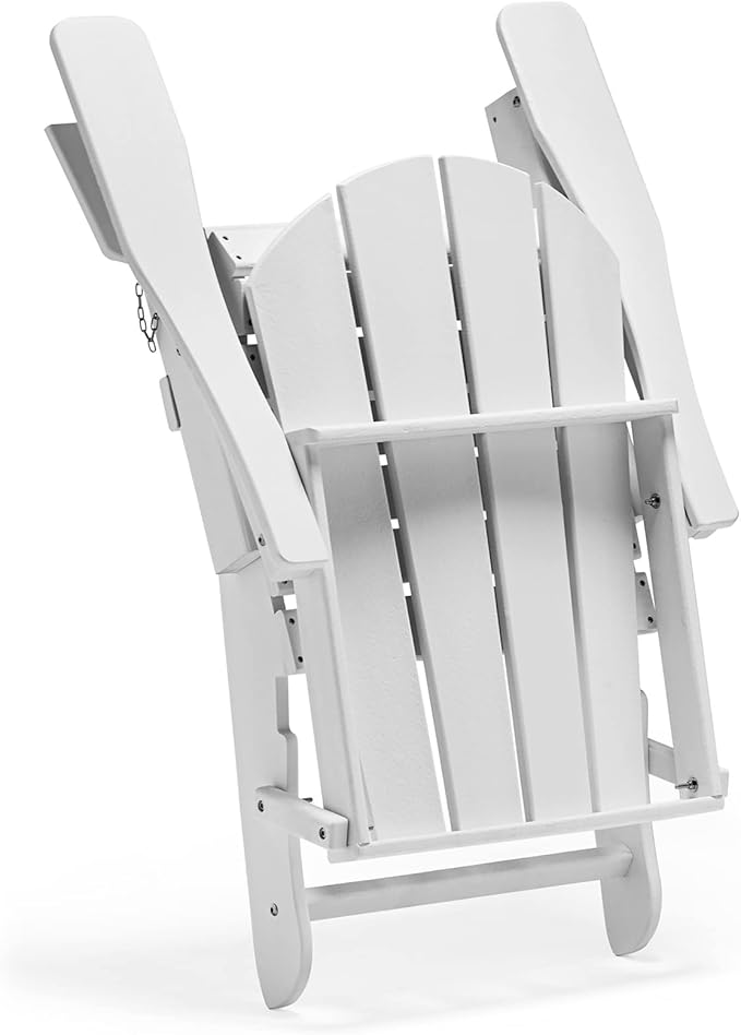 WO WESTIN OUTDOOR HDPE Laguna 3PC Outdoor Poly Adirondack Chair Set with Side Table, White