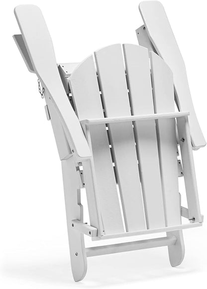 WO WESTIN OUTDOOR HDPE Laguna 3PC Outdoor Poly Adirondack Chair Set with Side Table, White