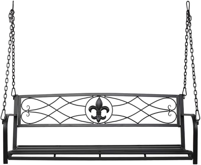 Double Metal Hanging Porch Patio Swing Chair Bench - Photo 2