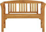 Garden Bench, Natural Solid Acacia Wood Outdoor Seating, Durable Patio Furniture with Rose Engraving - Photo 3