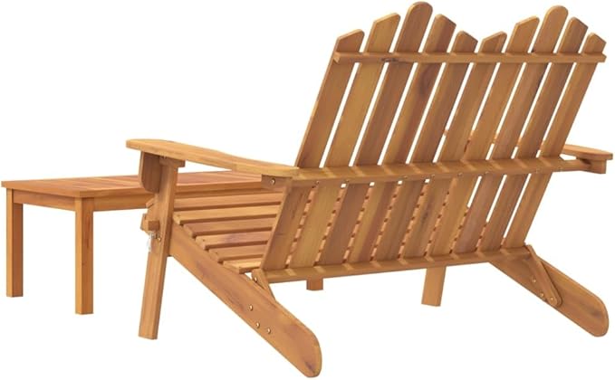 2-Piece Solid Acacia Wood Foldable Garden Lounge Set with Bench and Coffee Table for Outdoor Patio Backyard Comfort Rustic Elegance