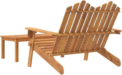 Solid Acacia Wood Foldable Garden Lounge Set of 2 Pieces with Bench and Coffee Table for Outdoor Patio Backyard Relaxation Comfort