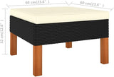 23.6" Square Black Poly Rattan Outdoor Ottoman Cube, 12.6" H Patio Seating Stool with Water-Resistant Cushion - Photo 4
