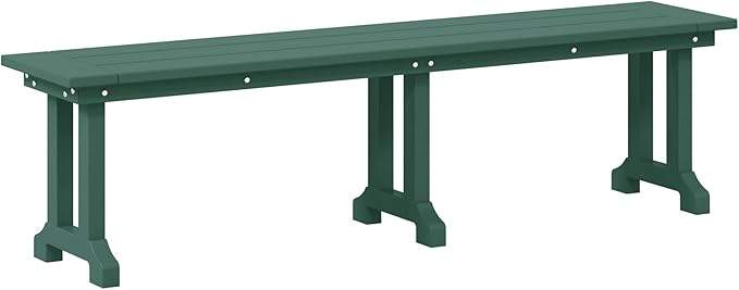 Costaelm Outdoor Benches Weatherproof, Park Long Bench Poly Lumber Backless for Entryway Front Porch Garden Bench Seat for Patio, Dark Green