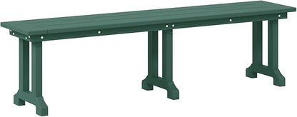 Costaelm Outdoor Benches Weatherproof, Park Long Bench Poly Lumber Backless for Entryway Front Porch Garden Bench Seat for Patio, Dark Green