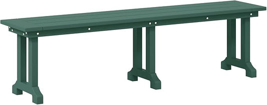 Costaelm Outdoor Benches Weatherproof, Park Long Bench Poly Lumber Backless for Entryway Front Porch Garden Bench Seat for Patio, Dark Green