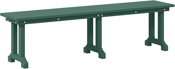 Costaelm Outdoor Benches Weatherproof, Park Long Bench Poly Lumber Backless for Entryway Front Porch Garden Bench Seat for Patio, Dark Green