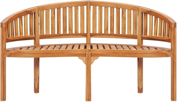 vidaXL Teak Wood Banana Bench - Stylish 3-Seater Patio Garden Furniture with Durable Weather Resistance, Comfortable Seating Design & Customizable Finish