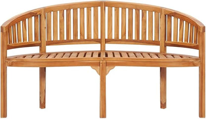 vidaXL Teak Wood Banana Bench - Stylish 3-Seater Patio Garden Furniture with Durable Weather Resistance, Comfortable Seating Design & Customizable Finish