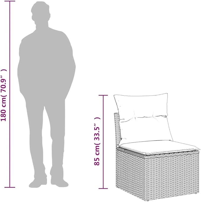 vidaXL Garden Chair Grey Poly Rattan Single Modular Garden Chair