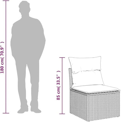 vidaXL Garden Chair Grey Poly Rattan Single Modular Garden Chair