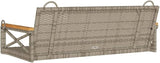 Gray PE Rattan Patio Swing Bench with Powder-Coated Steel Frame, Modern Outdoor Furniture for Balcony Garden - Photo 6