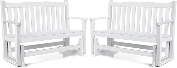 Stoog Outdoor Glider Benches Set of 2, All-Weather Patio Glider with 800 lbs Weight Capacity, Never Fade or Rot - Photo 1