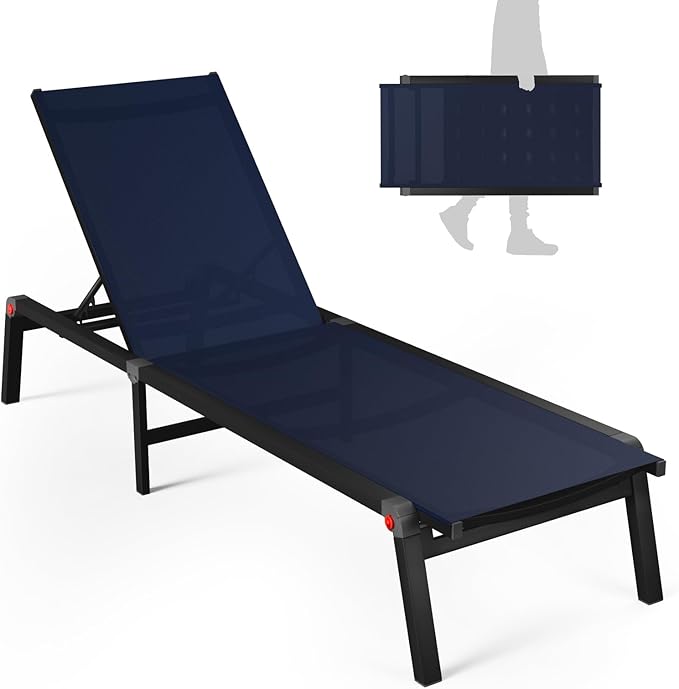 Aluminum Chaise Foldable Patio Lounge Chair Outdoor - Photo 1