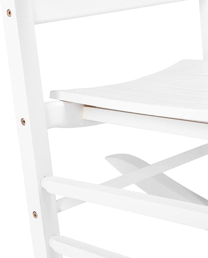 White Wooden Rocking Chair – 68.5 × 86 × 115 cm Comfortable Porch & Patio Rocker with Classic Design for Home, Garden & Living Room Seating