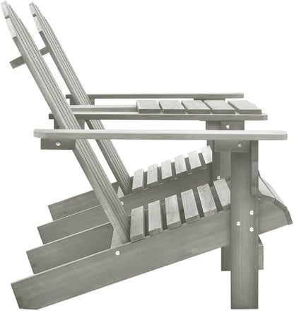 Grey Solid Fir Wood Adirondack Chair for Outdoor Patio Garden with Ergonomic Backrest and Wide Arms Durable Weather Resistant Easy Assembly