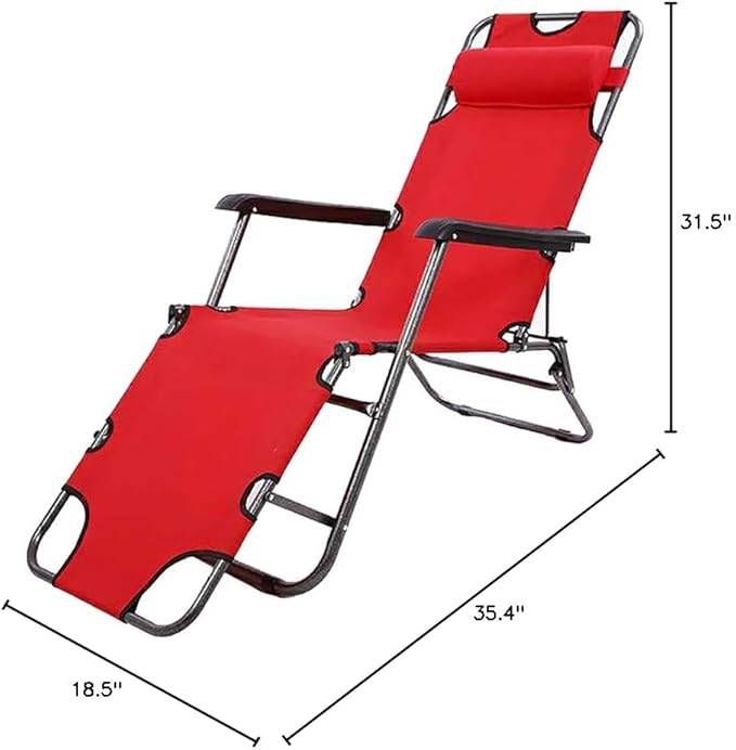 Patio Lounge Chair, Portable Folding Outdoor Patio Lounge Chairs Sun Pool Lawn Chaise with Pillow for Outdoor Camping - Photo 2