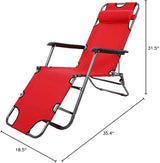 Patio Lounge Chair, Portable Folding Outdoor Patio Lounge Chairs Sun Pool Lawn Chaise with Pillow for Outdoor Camping - Photo 2