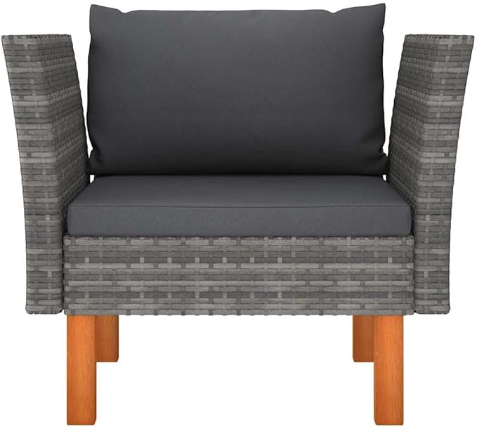 Outdoor Sofa Grey, 25.4 x 28.5 x 26.4 in PE Rattan Patio Couch with Removable Cushions, Modern Sectional Seating for Small Balcony Garden Deck