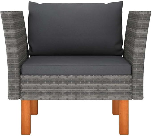 Outdoor Sofa Grey, 25.4 x 28.5 x 26.4 in PE Rattan Patio Couch with Removable Cushions, Modern Sectional Seating for Small Balcony Garden Deck