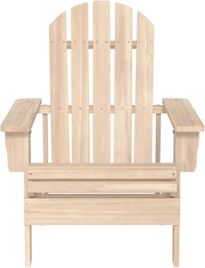 Natural Fir Wood Adirondack Chair for Outdoor Patio, Ergonomic Garden Lounge Seating with Wide Arms, Weather-Resistant Deck Chair, 34.1" W