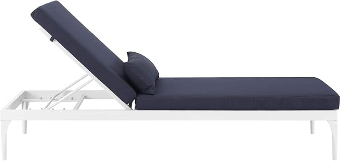 Modway EEI-3301-WHI-NAV Perspective Cushion Outdoor Patio Chaise Lounge Chair in White Navy