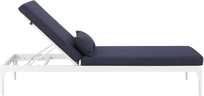Modway EEI-3301-WHI-NAV Perspective Cushion Outdoor Patio Chaise Lounge Chair in White Navy
