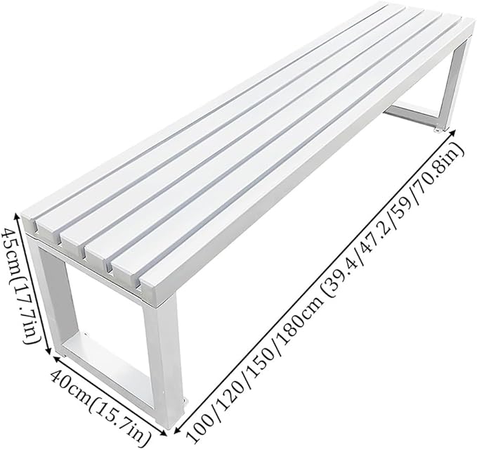 Outdoor Garden Bench 2-Person Metal Benches Patio Bench Weatherproof Park Seat Backless Chair Front Porch Seat Slatted Chair 3.3ft 3.9ft 4.9ft 5.9ft(Orange,5.9ft)