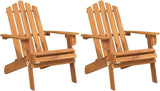 Garden Chair Set of 2 Natural Solid Acacia Wood Standard - Photo 2