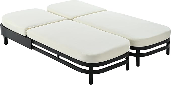 Merax Outdoor Lounge Chair Set of 2, Modern Aluminum Chaise Loungers with Premium Olefin Cushions - Photo 8
