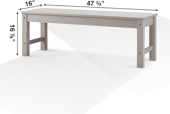 Psilvam 2-Person Outdoor Poly Lumber Patio Backless Bench, Fade-Resistant & Odor-Free Poly Lumber Patio Furniture - Photo 3