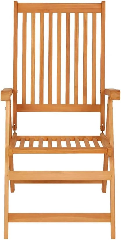 8 Piece Solid Teak Folding Dining Chairs for Outdoor Patio 28.1x22.4x42.9 in Reclining Lawn Furniture Set with 7 Angles for Garden Sunroom Backyard
