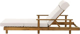 Merax Acacia Wood Outdoor Chaise Lounge Chair with Thick 4-Fold Cushion & Headrest, 3-Position Adjustable Backrest - Photo 6