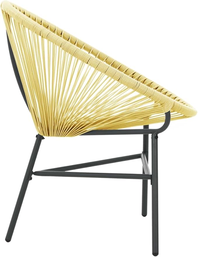 vidaXL Acapulco Chair Beige Poly Rattan, Powder-Coated Steel Standard