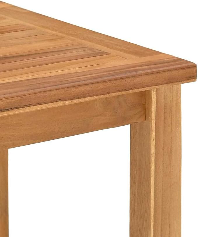 Solid Teak Outdoor Coffee Table 35.4 x 19.7 x 17.7 in Brown Modern Patio Dining Table with Hidden Storage for Garden - Photo 9