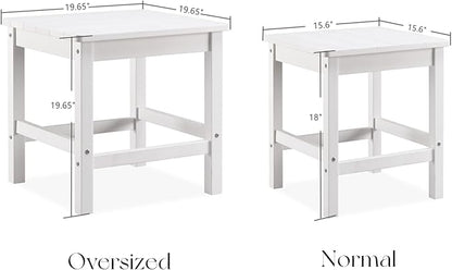 Psilvam Outdoor Side Table, 15.6" Poly Lumber Adirondack Side Table, Weather Resistant Patio Side Table for Poolside, Garden and Front Porch (White)