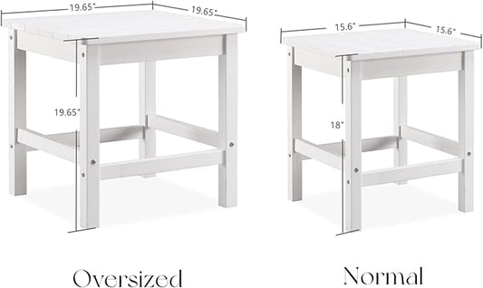 Psilvam Outdoor Side Table, 15.6" Poly Lumber Adirondack Side Table, Weather Resistant Patio Side Table for Poolside, Garden and Front Porch (White)